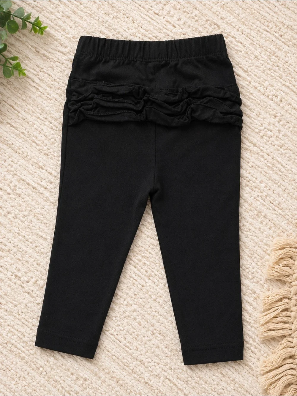 Old Navy Beige Leopard Ruffle One-Piece Bodysuit with Black Pants